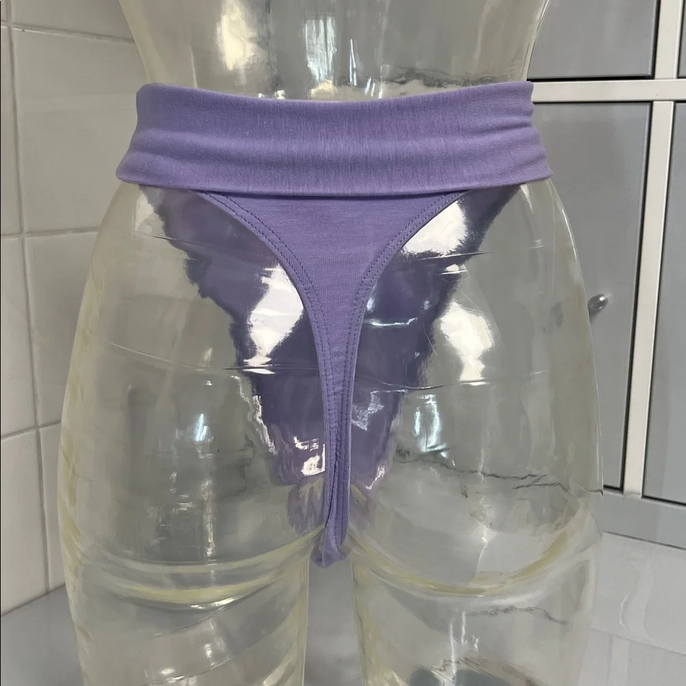 Candiotti 80s 90s Roll-Waist Thong Bodywear M NWOT Lavender - Picture 3 of 9